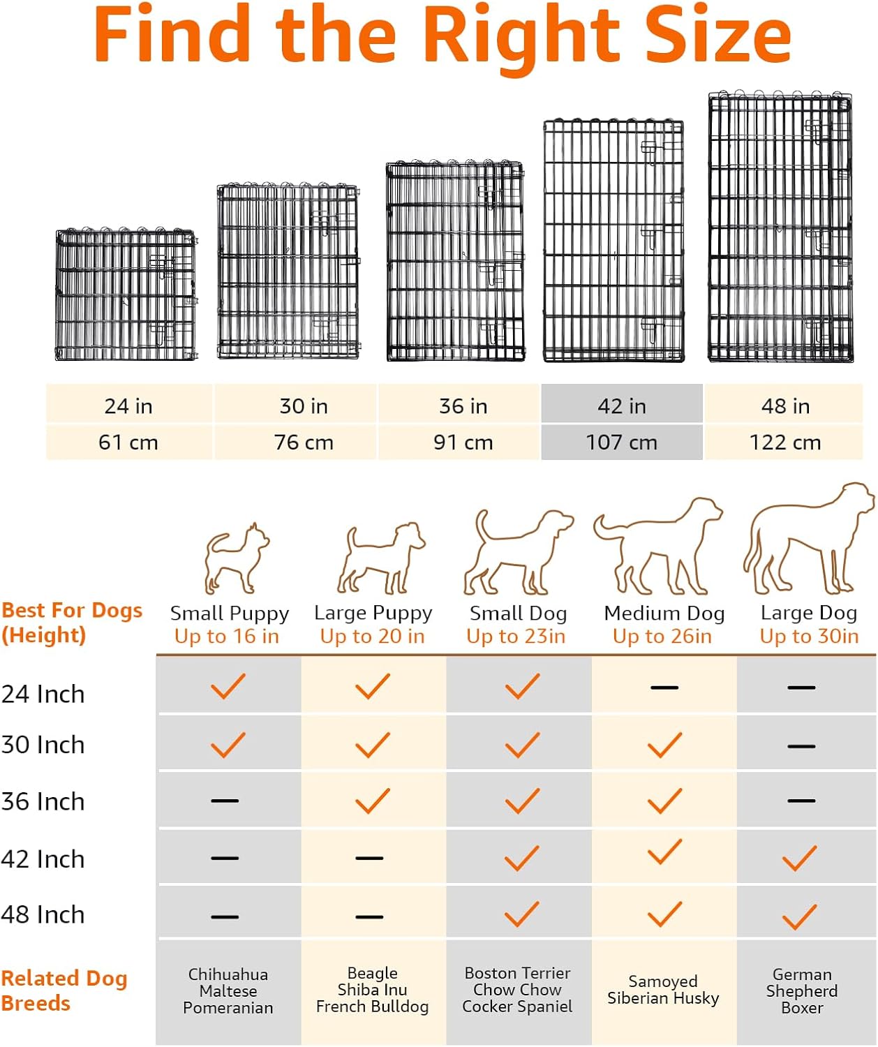 Amazon Basics Foldable Octagonal Metal Exercise Dog Playpen - Indoor/Outdoor, Single Door, Large (8 Panels, 24 x 42), Easy to assemble and store, 42" - Large, Black