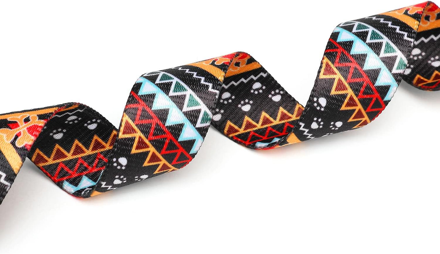 Mercano Adjustable Dog Collar - Special Design Patterns, Soft Nylon Comfortable Durable Pet Collar for Small Medium Large Dogs (M, Ethnic Gold)