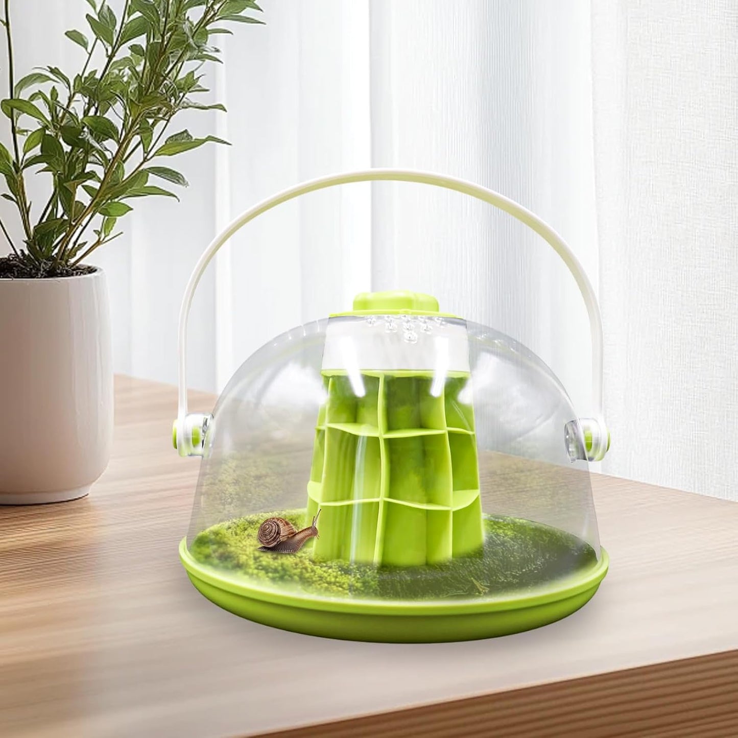 Round Transparent Snail Terrarium Kit, Portable Plastic Habitat with Air Vents & Removable Base, Breeding Box for Snails, Beetles, Spiders, Ladybugs & Small Insects