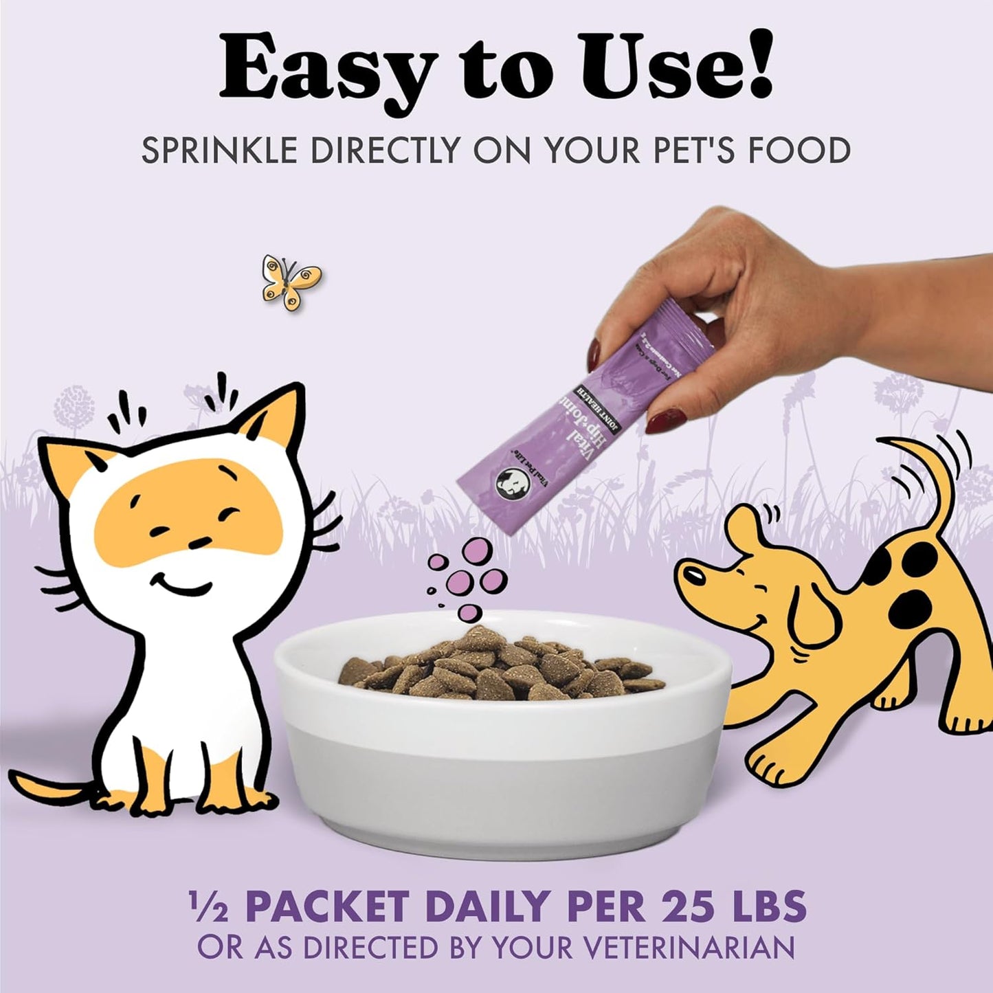 Vital Hip & Joint Supplement for Dogs and Cats - Dog Joint Supplement, Mobility Support, Inflammation Defense, Green Lipped Mussels, Krill, Collagen for Dogs, Veterinarian Developed, 30 Packets