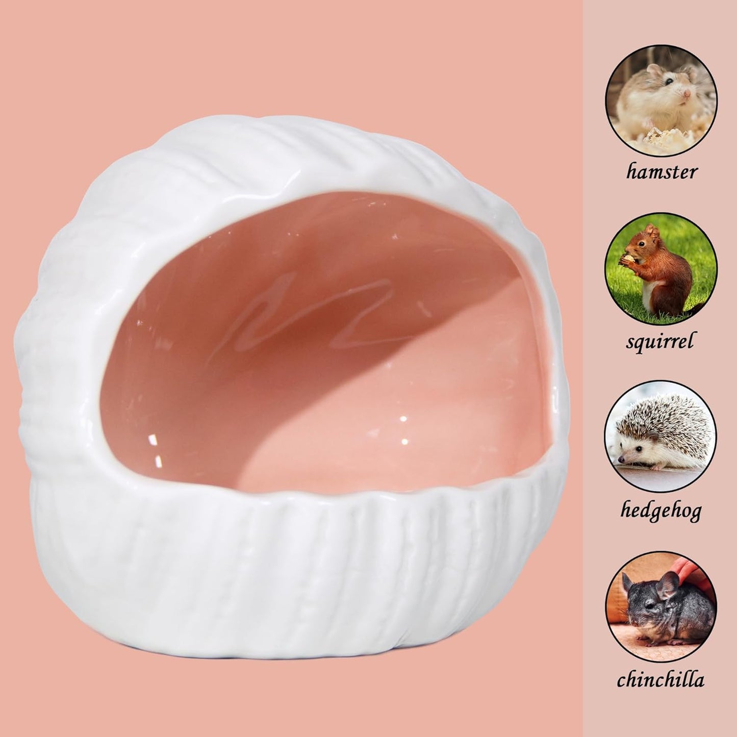 Ceramic Hamster Hideout Guinea Pigs House Guinea Pig Accessories Sand Bathes for Small Pets Hamster Accessories for Cages for Guinea Pigs Chinchillas Gerbils Hedgehogs (Pink)