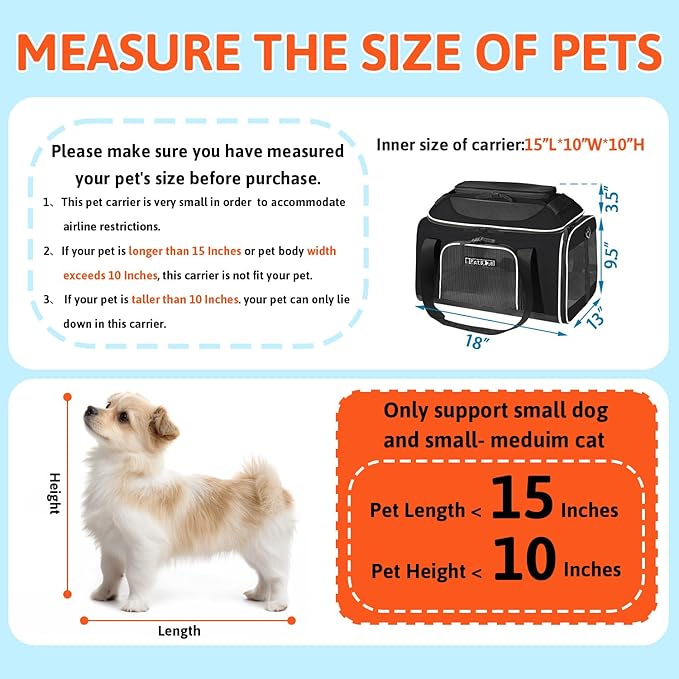 Petskd Top-Expandable Pet Carrier with Wheels 18x13x9.5 Inches Southwest Airline Approved, Soft-Sided Carrier for Small Cats Dogs with Locking Safety Zippers and Anti-Scratch Mesh(Black)