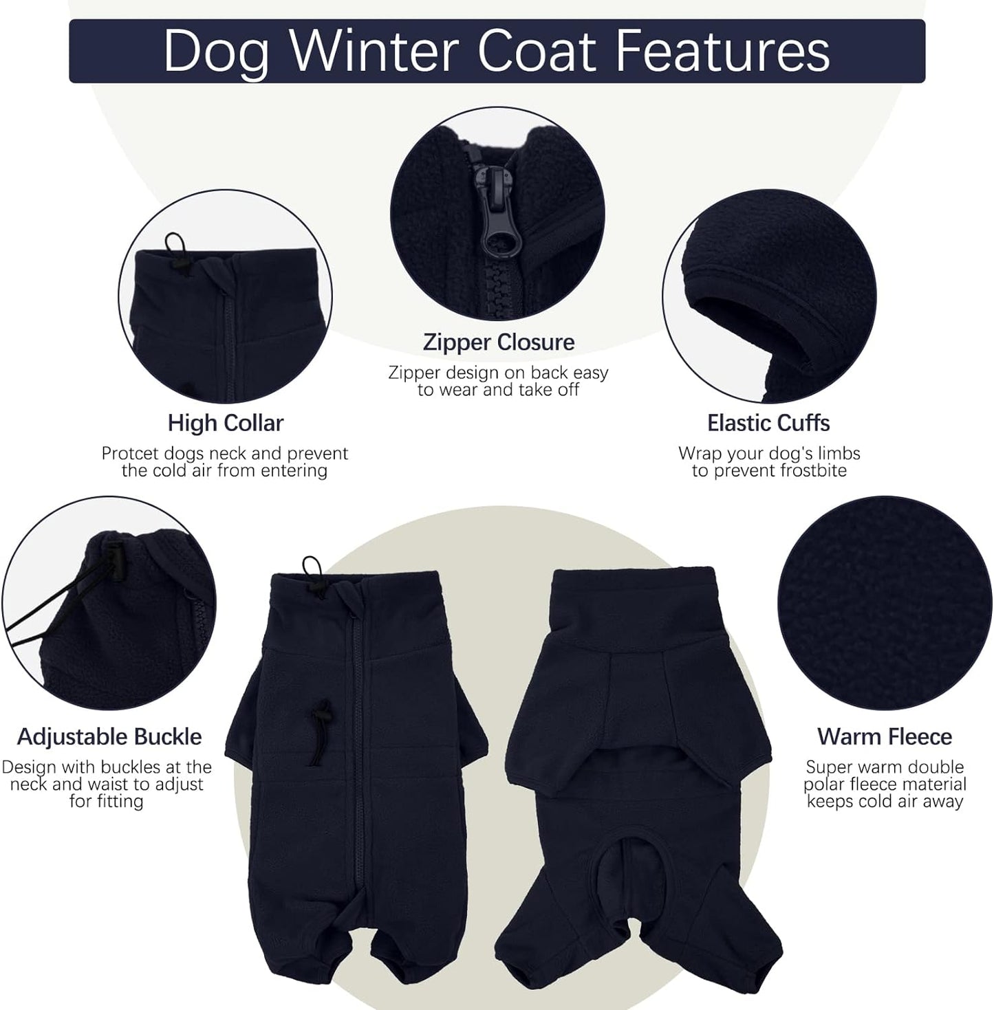 ROZKITCH Warm Dog Pajamas, Pet Windproof Warm Cold Weather Jacket Vest Cozy Jumpsuit Apparel Outfit Clothes for Large Giant Dog Walking Hiking Sleep Blue 3XL