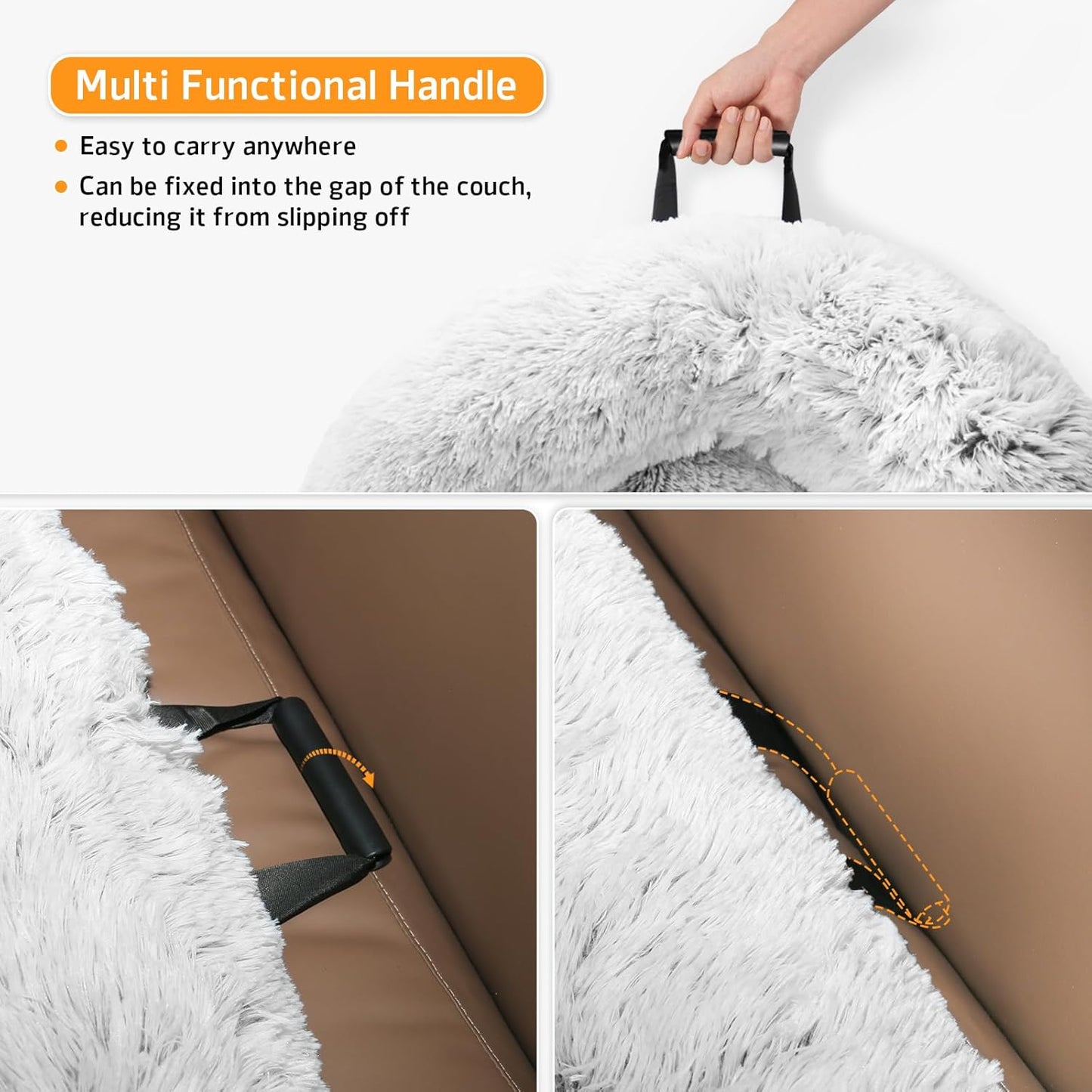 Calming Dog Bed Fluffy Plush Dog Mat for Furniture Protector with Removable Washable Cover for Large Medium Small Dogs and Cats (Large, Light Grey)