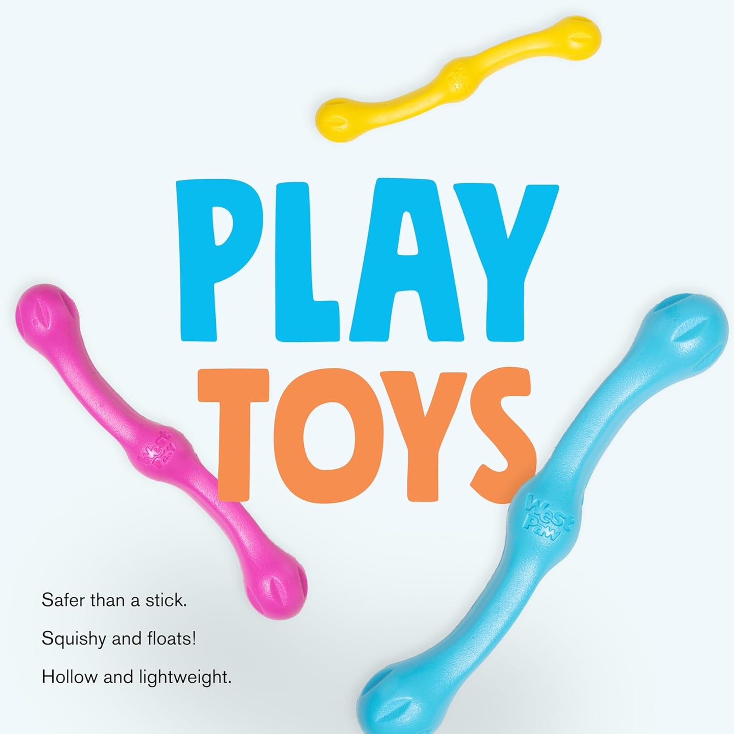 WEST PAW Zogoflex Echo Zwig Squeezy Dog Fetching Stick – Bouncy, Hollow, Squishy Interactive Toy for Puppies, Large Dogs – Floatable Stick, Lightweight Chewy Toy for Catch/Fetch – 13.75”, Aqua Blue