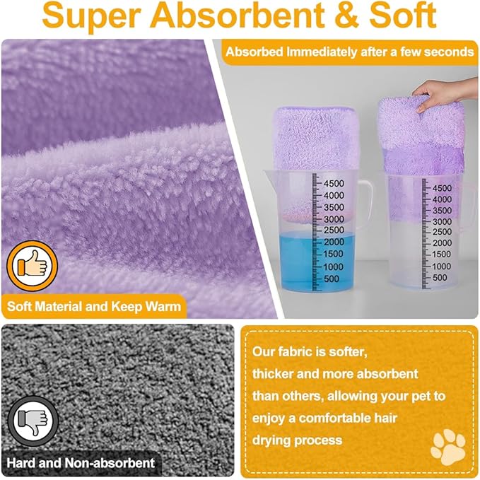 Giant Dog Bath Bubble, Quick Drying Super Absorbent Used for After Bathing, Warm Dog Towels, Adjustable Hoodies and Belts for Pet Dogs Bath Clothes Products(Purple, 6XL)
