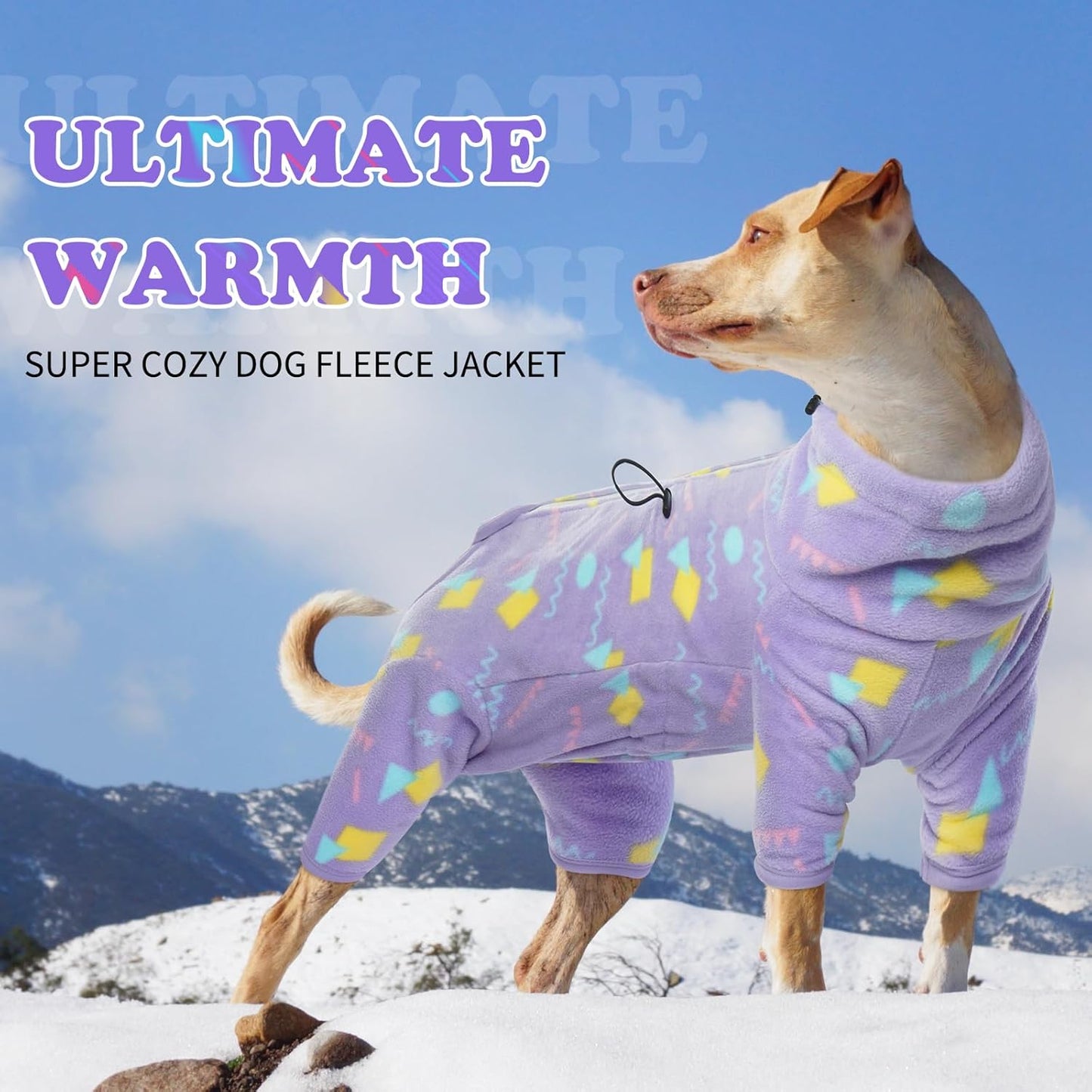 ROZKITCH Dog Pajamas with Zipper, Pet Windproof Warm Cold Weather Jacket Vest with Luminous Zipper, Jumpsuit Apparel Outfit Clothes for Small Medium Large Dog Geometry XL