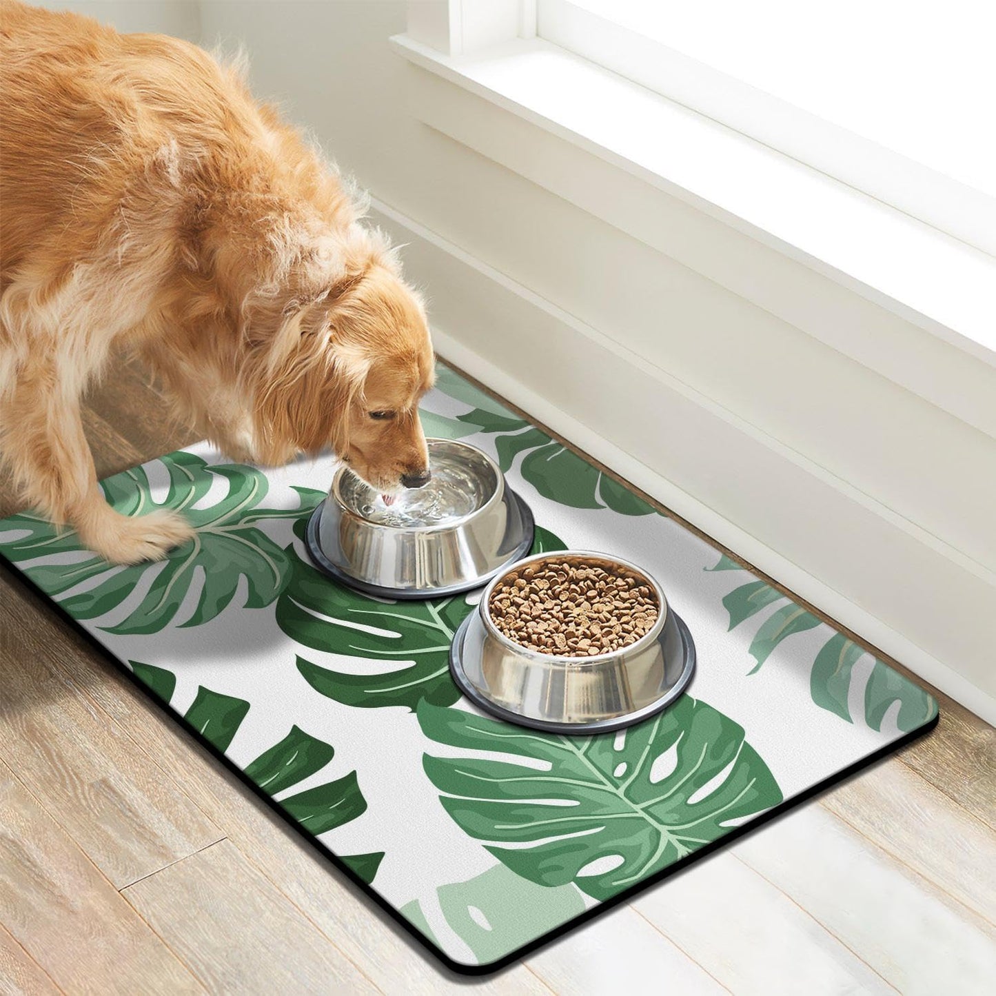 Dog Food Mat for Floors - Absorbent Bowl Mat for Food and Water Dispenser, Quick Dry Pet Supplies for Dogs and Cats