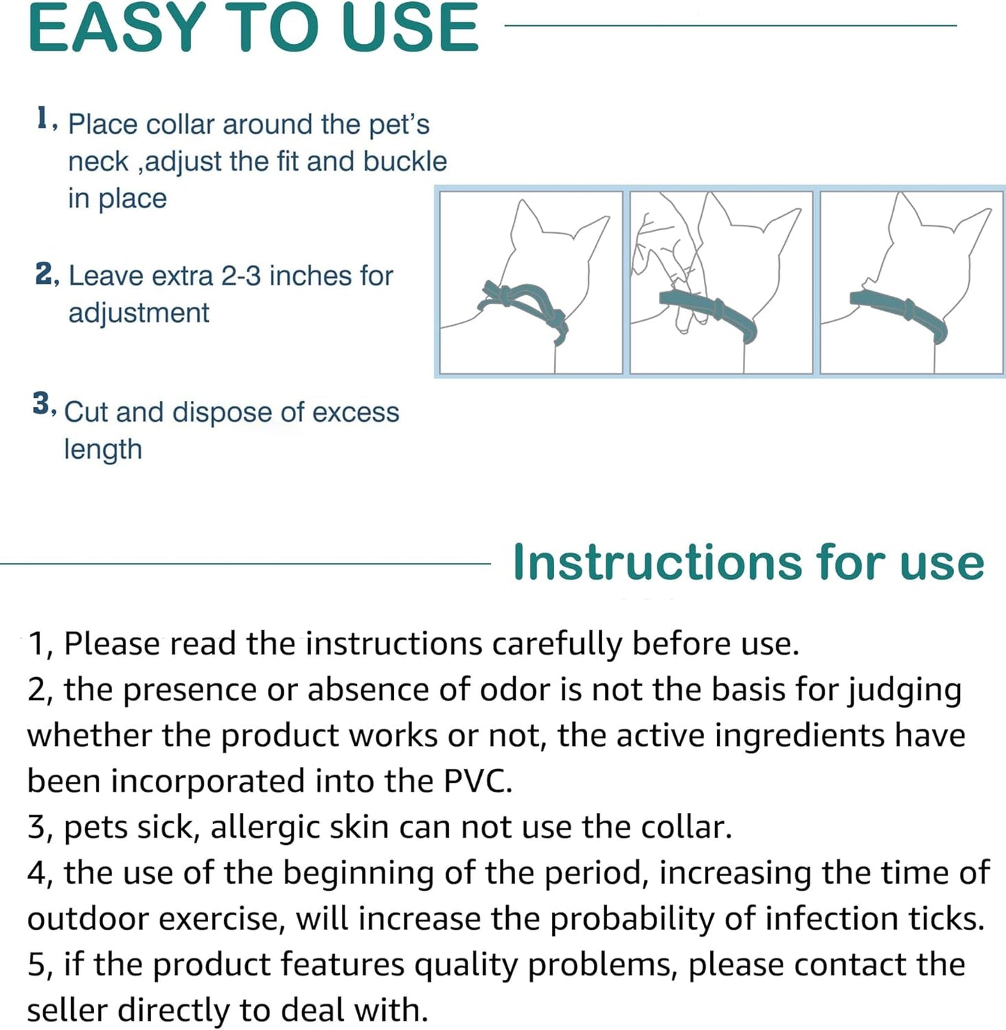 Flea and Tick Collar for Dogs and Cats - Safe and Natural Prevention and Control of Pests on Puppies and Kittens - Waterproof - Free Comb - 2-Pack (13.8 in & 27.5 in)