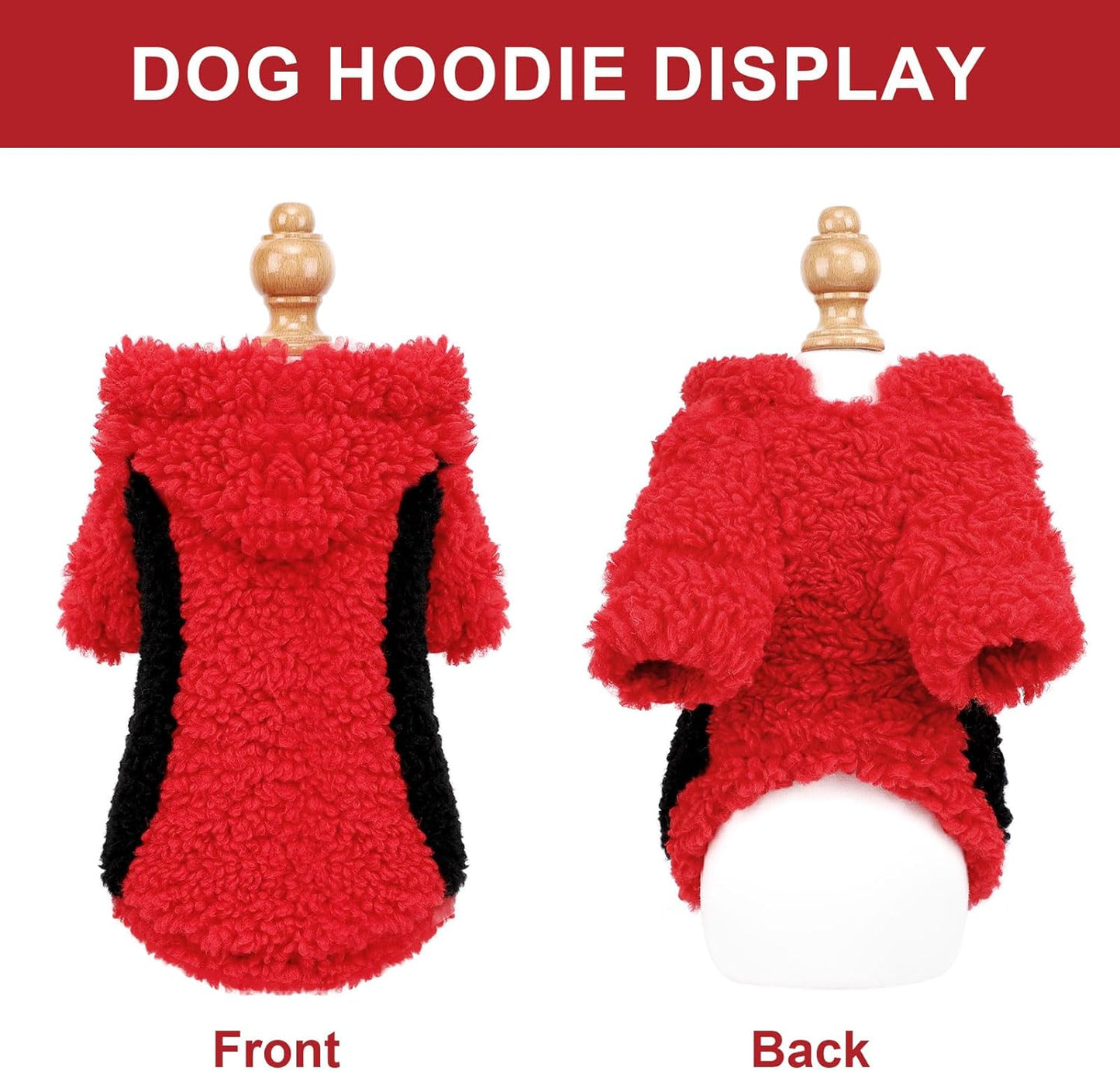 YIKEYO Dog Hoodie Pet Clothes Sweater with Hat Soft and Warm Cold Weather for Small Patchwork Hood(Red, Small)
