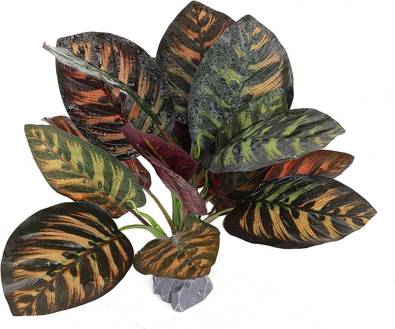 Reptile Terrarium Plants, Bearded Dragon Tank Decor Accessories for Ball Python Leopard Gecko Tree Frog Tarantula Lizard Corn Snake Tortoise Chameleon Crested Gecko - Fake Goeppertia Purple