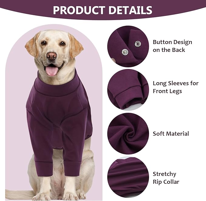 IDOMIK Dog Recovery Suit, Dog Surgery Recovery Suit Front Legs, Comfy Joint Leg Sleeves After Surgery, Elbow Braces Protector for Leg Injuries & Joint Pain, Cone Collar Alternatives,Purple,L