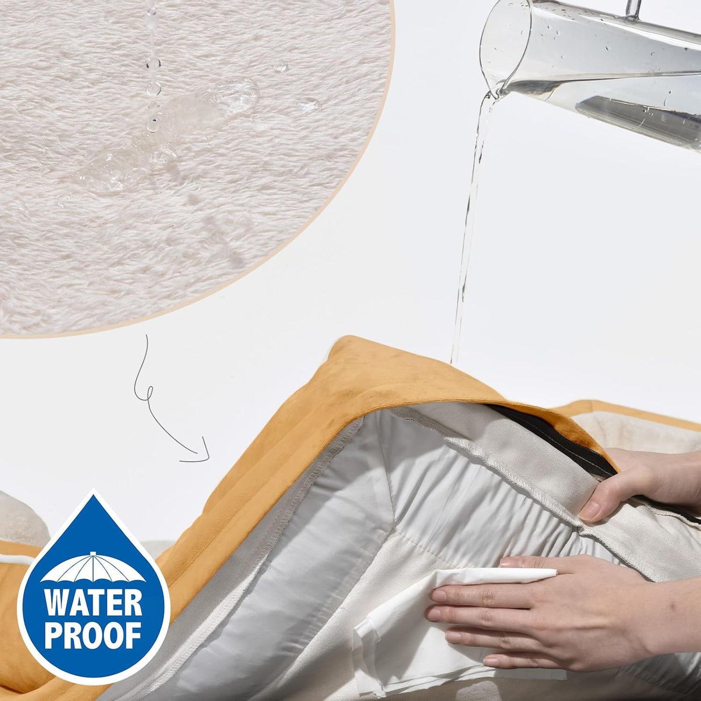 Comfort Expression Small Dog Beds Waterproof Orthopedic Foam Dog Sofa Beds for Small Dogs Comfy Pet Bed with Washable Removable Cover & Non-Slip Bottom(X-Small,Khaki)