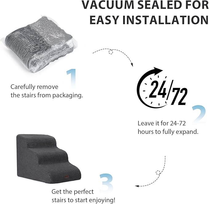 Dog Stairs for High Beds with Tunnel, 4-Step Dog Steps for Small Dogs and Cats, Foldable Pet Stairs for High Bed Climbing, Non-Slip Balanced Pet Step Indoor, Beige