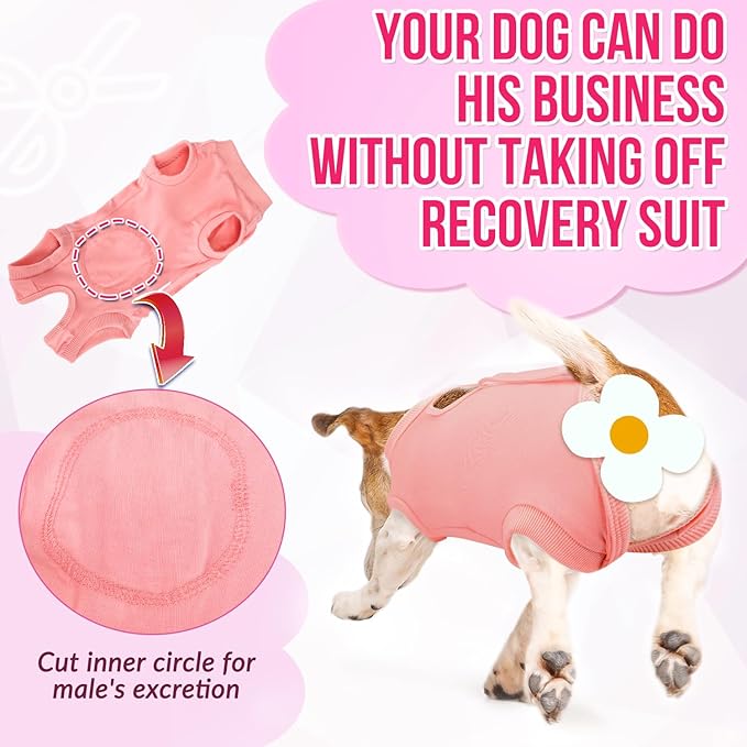 Lukovee Recovery Suit for Dogs, Onesie Surgery Recovery Suit for Female Male Dogs, Abdominal Wounds Cone E-Collar Alternative Prevent Licking Spay Recovery Suit (Peach,M)