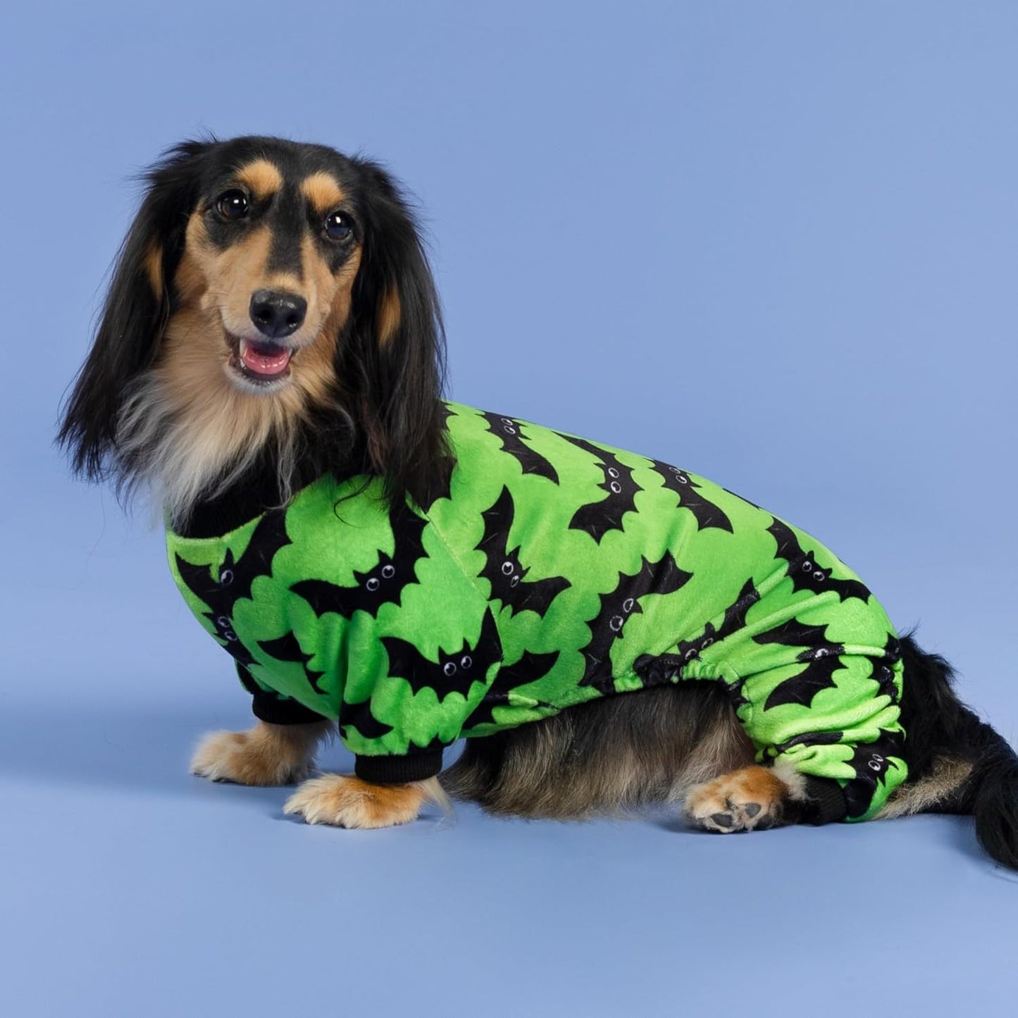 Fitwarm Halloween Bat Dog Pajamas, Funny Costumes for Small Dogs Boy Girl, Pet Outfit, Lime Green, Black, XL