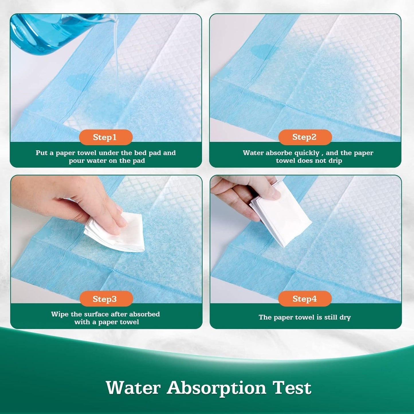 50 Count Bed Pads with Adhesive Strip 30"x36" Thicken Elderly Adults Incontinence Underpads Disposable, Heavy Duty Absorbent Chucks Waterproof, XL Extra Large Puppy Pee Training Pad