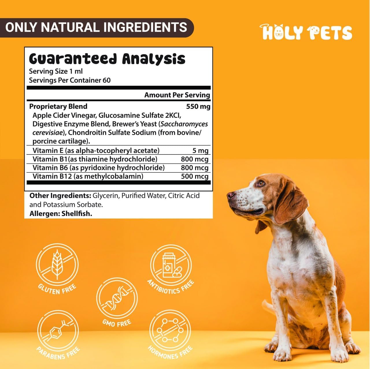 Flea & Tick Oral Drops for Dogs & Cats – Natural Herbal Supplement with B Vitamins – 2 oz, 60 Servings – Safe for All Breeds – Made in USA