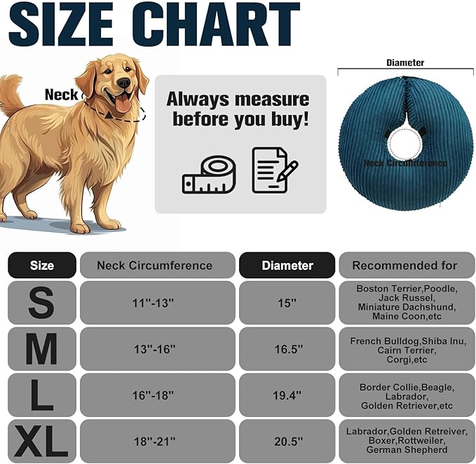 BINGPET Inflatable Dog Cone Collar Alternative After Surgery,Soft Recovery Cone for Dogs to Stop Licking,Protective Neck Donut E Collar Adjustable for Small Medium Large Dogs & Cats(Navy Blue,M)