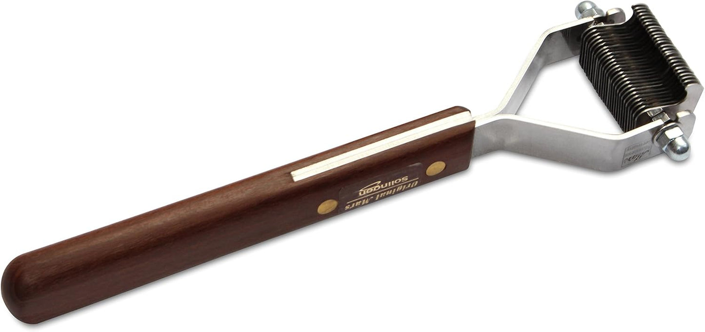 Mars Coat King Dematting Undercoat Grooming Rake Stripper Tool for Dogs and Cats, Stainless Steel with Wooden Handle for Thick Coats, 26-Blade Stripper for Groomers, Pet Owners