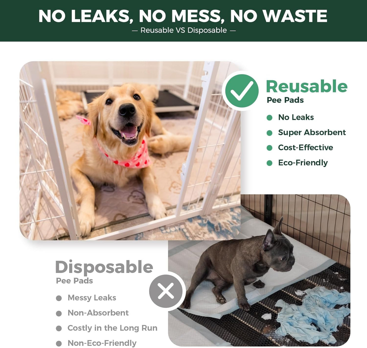 FXW Washable Pee Pads for Dogs, Puppy Pads with Super Absorbent, Specifically Designed for FXW Rollick/Homeplus 32/40/45inch 8 Panels Dog Playpen, 34" Octagon, Khaki, 1 Pack