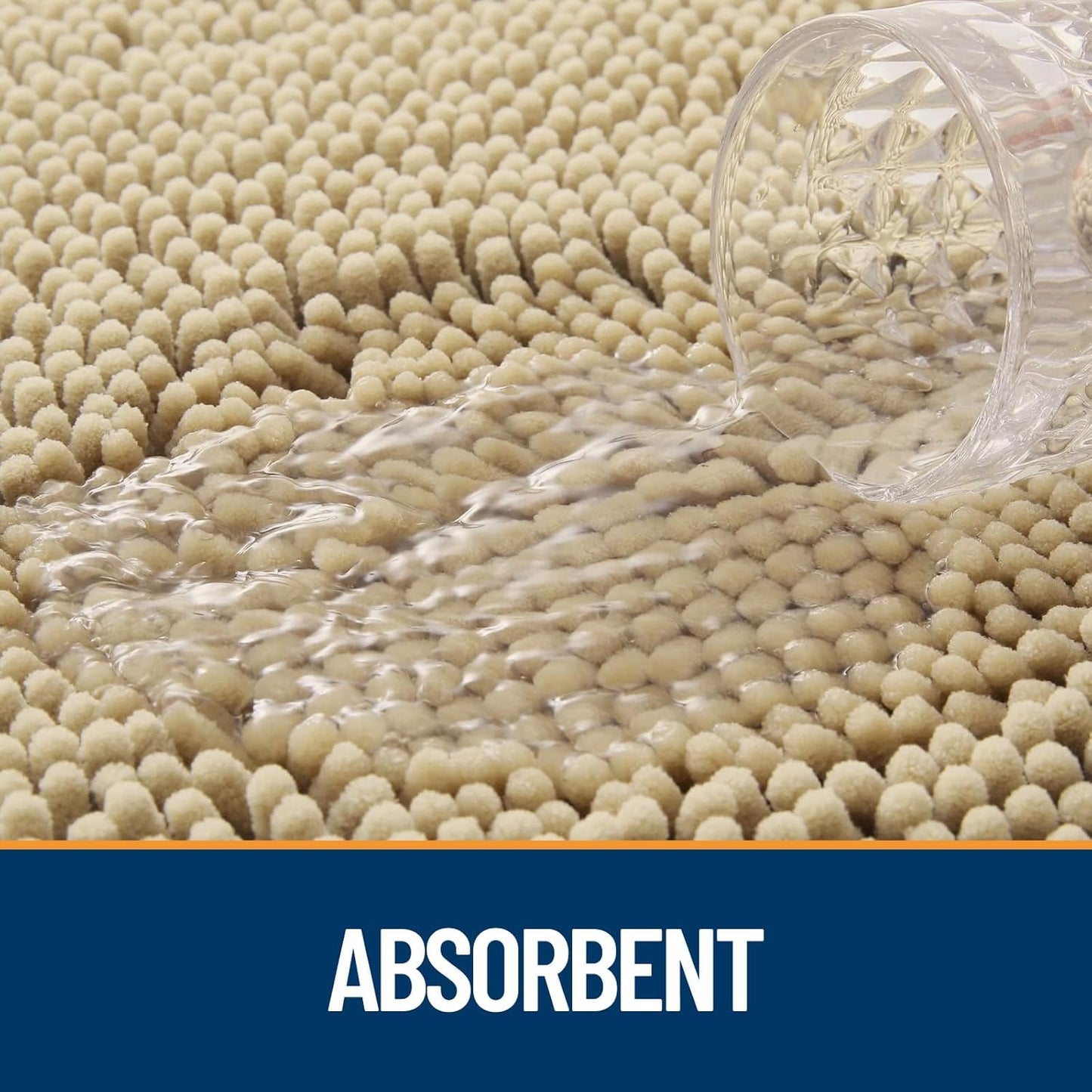 OLANLY Dog Door Mat for Muddy Paws 59x24, Absorbs Moisture and Dirt, Absorbent Non-Slip Washable Doormat, Quick Dry Chenille Mud Mat for Dogs, Entry Indoor Entryway Carpet for Inside Floor, Beige