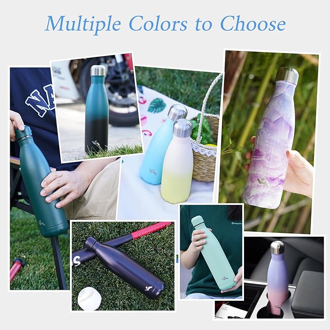 Insulated Water Bottles,25 oz Double Wall Stainless Steel Vacumm Metal Flask for Sports Travel,Lemon