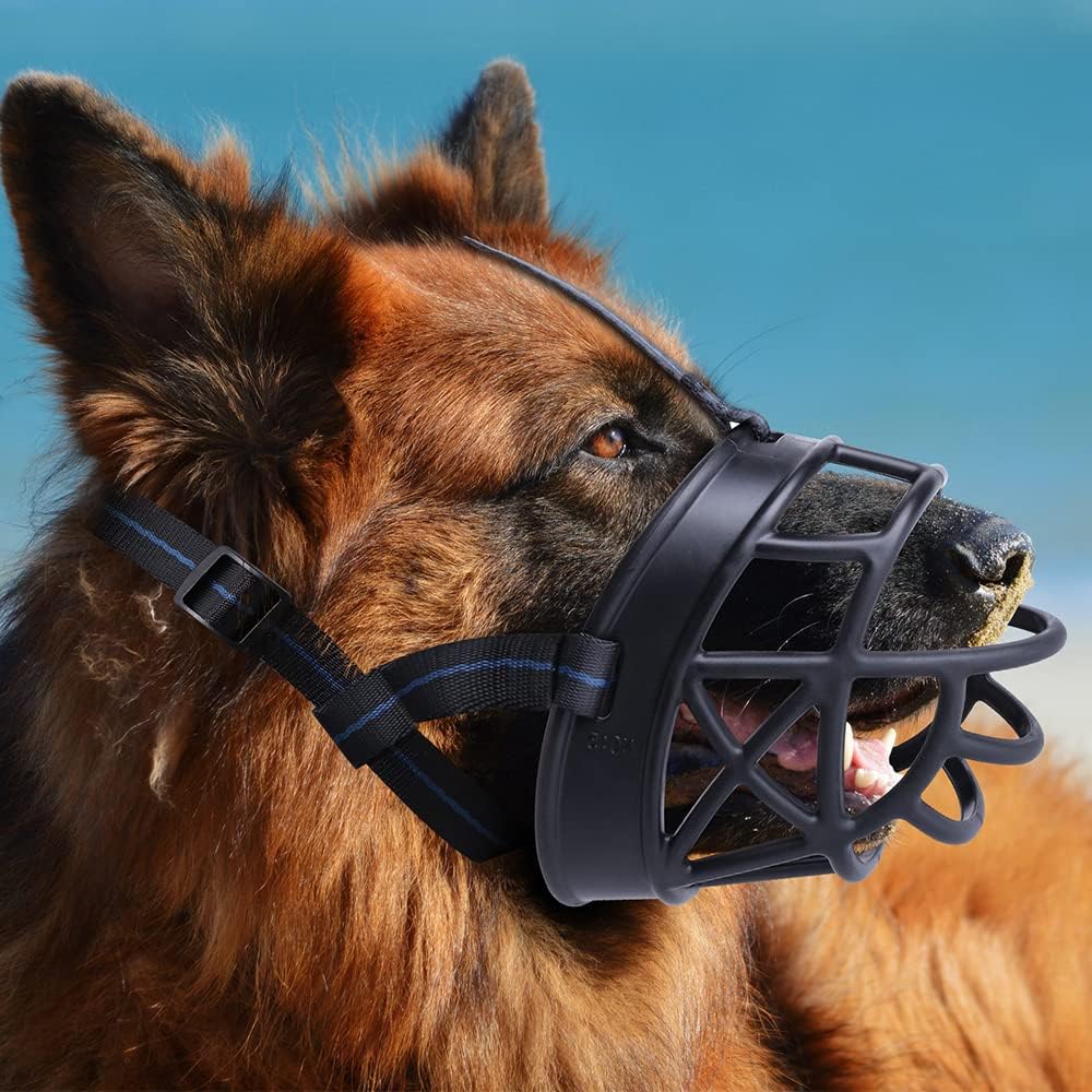 Dog Muzzle, Breathable Basket Muzzles for Small, Medium, Large and X-Large Dogs, Prevent Barking, Biting, Chewing Dog Mouth Cover