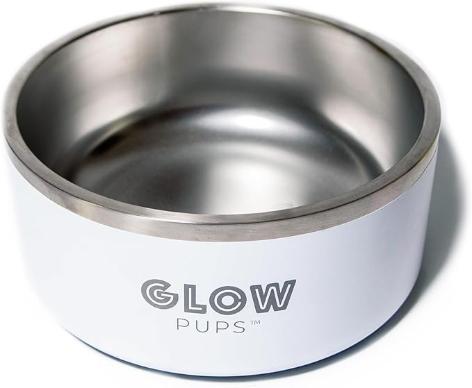 Dog Bowl - Vacuum Insulated Keeps Water Cool, Non-Slip Base, Easy Clean Interior, Durable Stainless Steel, Multiple Colors, Ideal for Travel, 32 Oz - Pet Bowl (White)