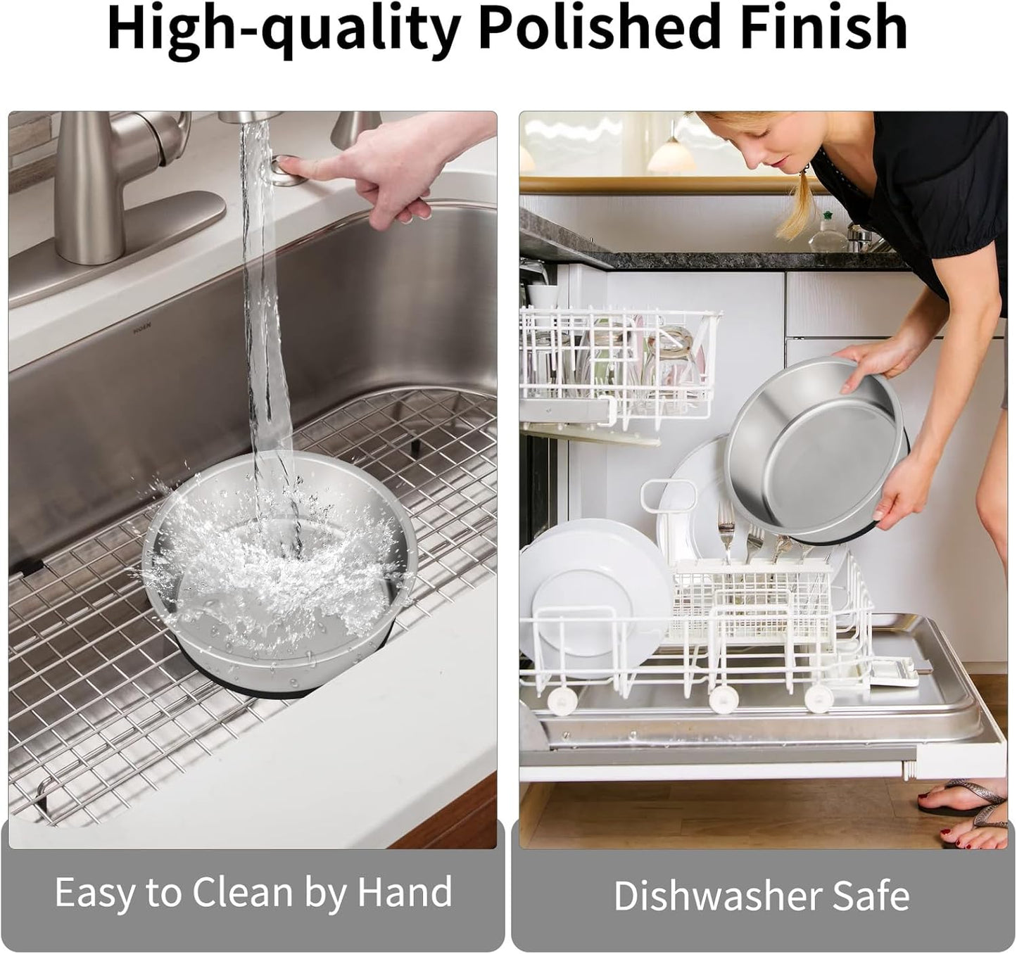 Taglory 11 Cup Stainless Steel Dog Bowls Set of 2 for Food and Water, Silicone Base Anti-Slip, Rust Resistant, Extra Thick Metal Bowls for Large Dogs, 84oz, Black