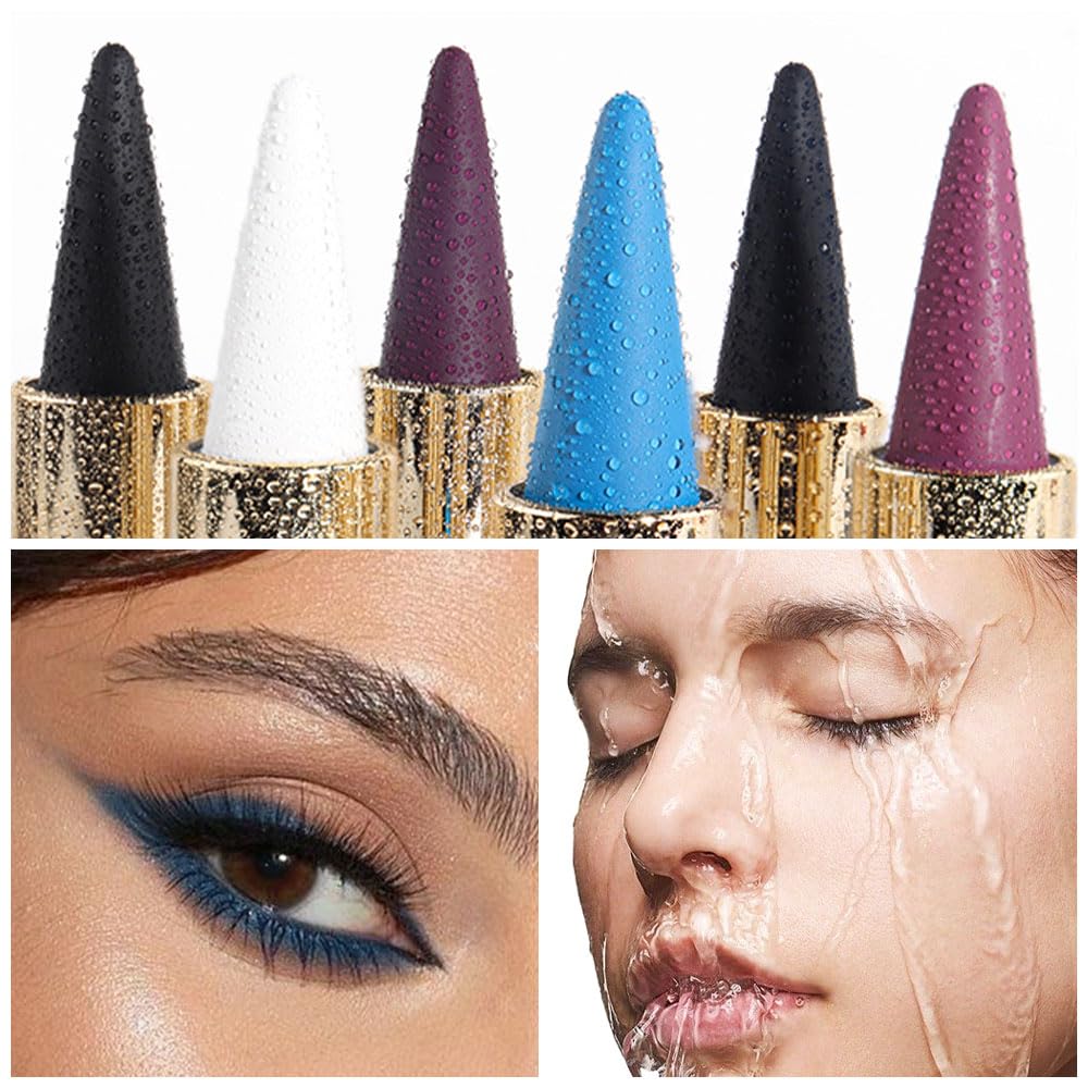 evpct 1Pcs Dark Blue Gel Eyeliner Pencil Eye Black Face Paint Stick Makeup Set Waterproof Matte Cream Crayon Eyeliner Pencil Set Cat Eye Liners Eyeshadow Guide delineador de ojos contra el agua