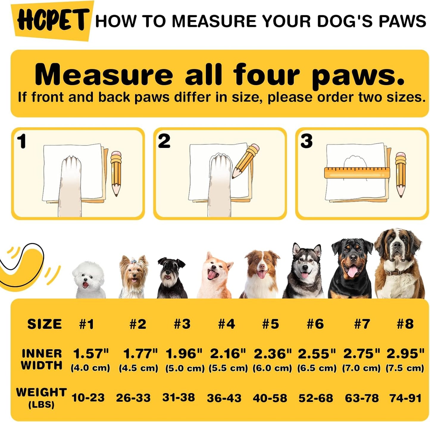 Hcpet Dog Shoes, Dog Boots for Large Dogs, Waterproof Dog Booties Paw Protector for Summer Hot Pavement, Winter Snowy Day, Outdoor Walking, Indoor Hardfloors Anti Slip Sole Orange Size 8