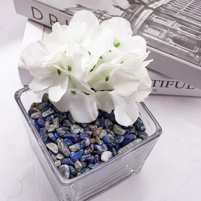 Crystals Chips Bulk Crushed Quartz Lapis Lazuli Stones 0.5 Lb/230g, Natural Irregular Shaped Healing Gravels Pebbles Decorative Stones for Fish Tank||Vase Filler|Succulent Plants Decor