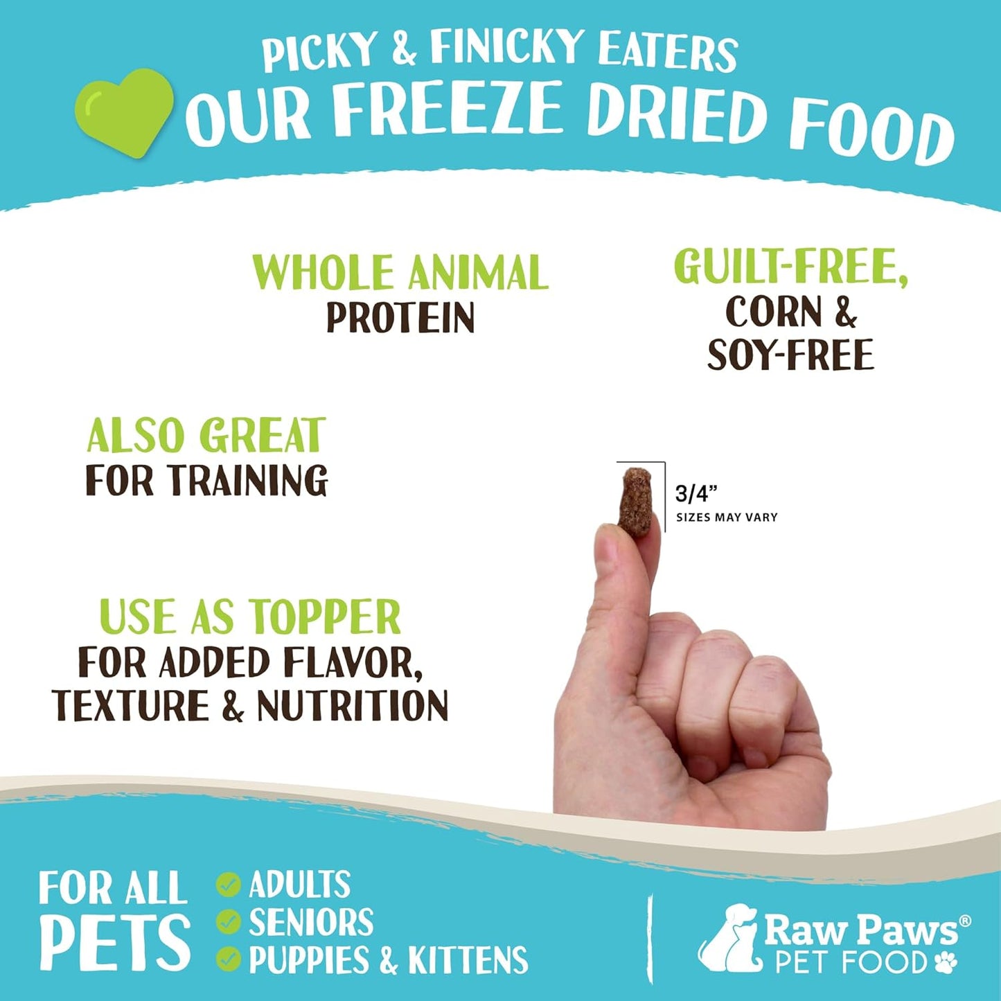 Raw Paws Freeze Dried Dog Food & Cat Food - Beef Recipe, 16-oz - Made in USA - Freeze Dried Raw Dog Food - Raw Food for Dogs - for Cats