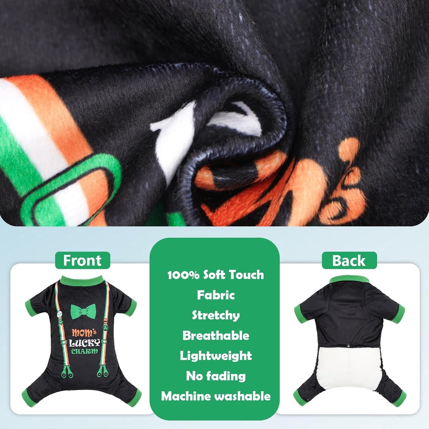 CuteBone Dog Pajamas St.Patrick's Day Puppy Onesies Small Dogs Soft Pjs Coat Cat Apparel Comfy Pet Clothes Outfit Doggie Bodysuit P327XL