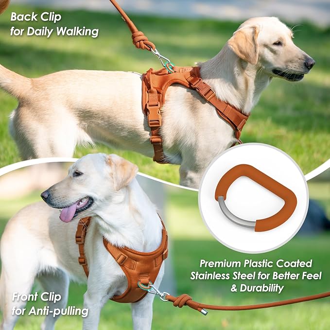 No Pull Dog Harness, Puppy Vest with Front Clip for Small Medium Large Sized Dog(Carmel Brown,XL)