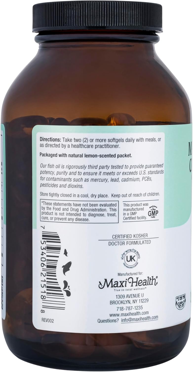Omega 3 Fish Oil Supplement for Women and Men - Triple Strength 2000 mg Fish Oil with Omega 3 Fatty Acids Supplements Including EPA, DHA - Support for Heart Brain & Joint Health Kosher 90 Softgels
