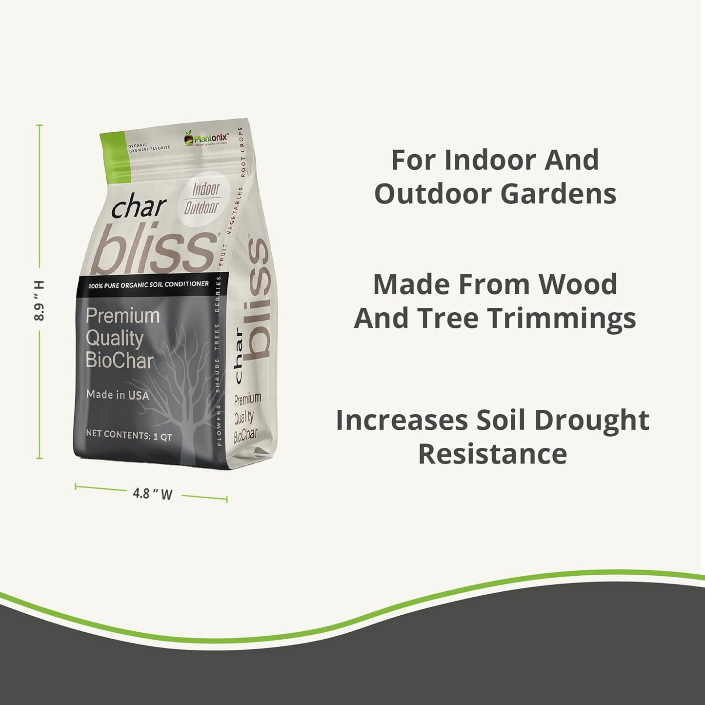 Char Bliss (24 Qts) - Organic Biochar for Plants - OMRI-Listed Biochar Soil Amendment Organic - Bio Char for Plants - Horticultural Charcoal for Plants, Potting Soil, Garden Soil, & Potting Mixes