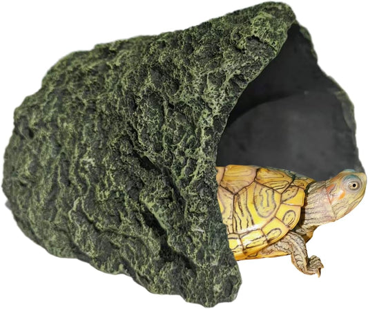 Oversize Resin Rock Reptiles Large Hideout Cave – Ideal for Turtles, Lizards, Bearded Dragons, Leopard Geckos, Snakes, Amphibians,Small Pets and Fish – Perfect for Aquarium and Terrarium Habitat Decor