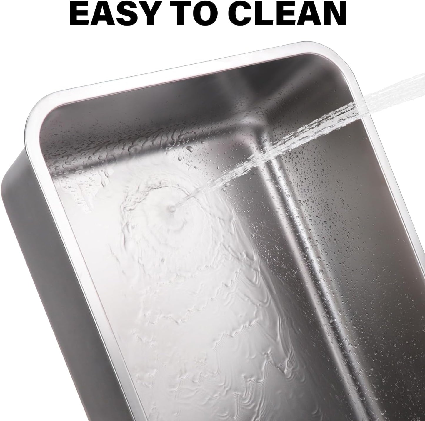 Stainless Steel Cat Litter Box-6" High Side Metal Litter Box,XLarge Stainless Steel LitterBox,Cat LitterBox for Big Cats or Rabbit，Puppy，Non Stick, No Smell, Easy to Clean