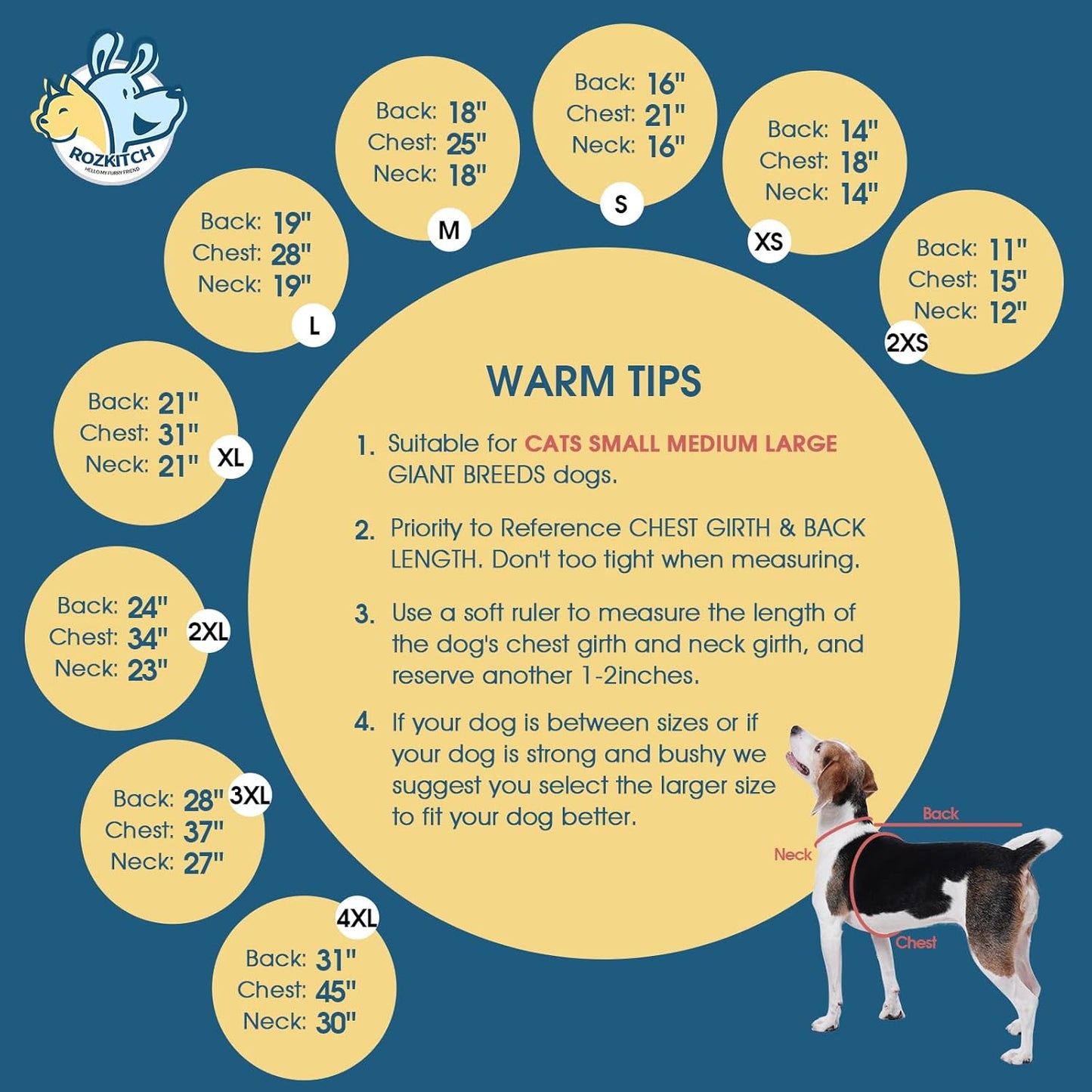 ROZKITCH Large Dog Clothes Soft Fleece Pullover Pajamas, Pet Windproof Warm Cold Weather Jacket Vest with Reflective Zipper, Jumpsuit Apparel Outfit Clothes for Large Dog Dinosaur 3XL