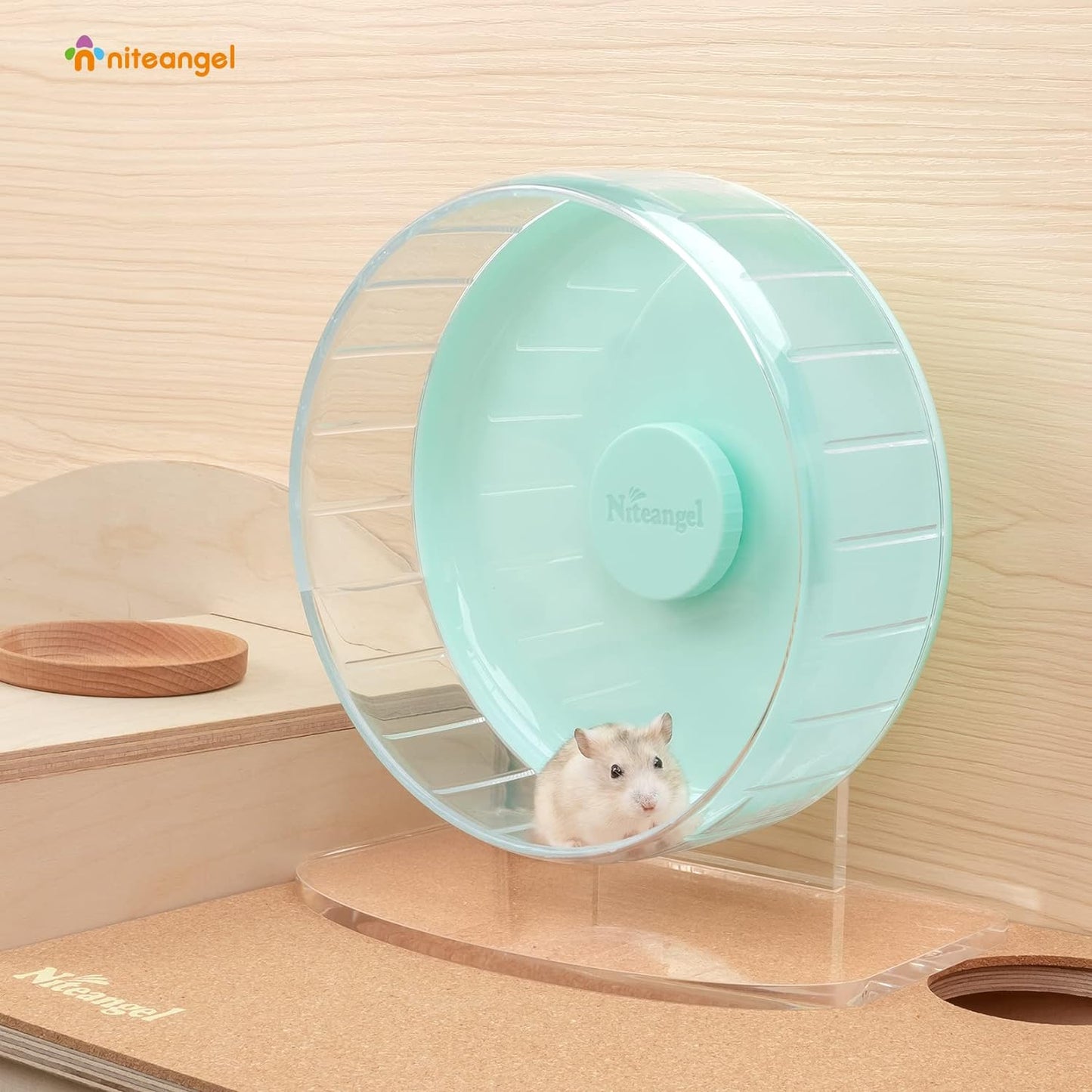 Niteangel Super-Silent Hamster Exercise Wheels: - Quiet Spinner Hamster Running Wheels with Adjustable Stand for Hamsters Gerbils Mice Or Other Small Animals (S, Mint Green)