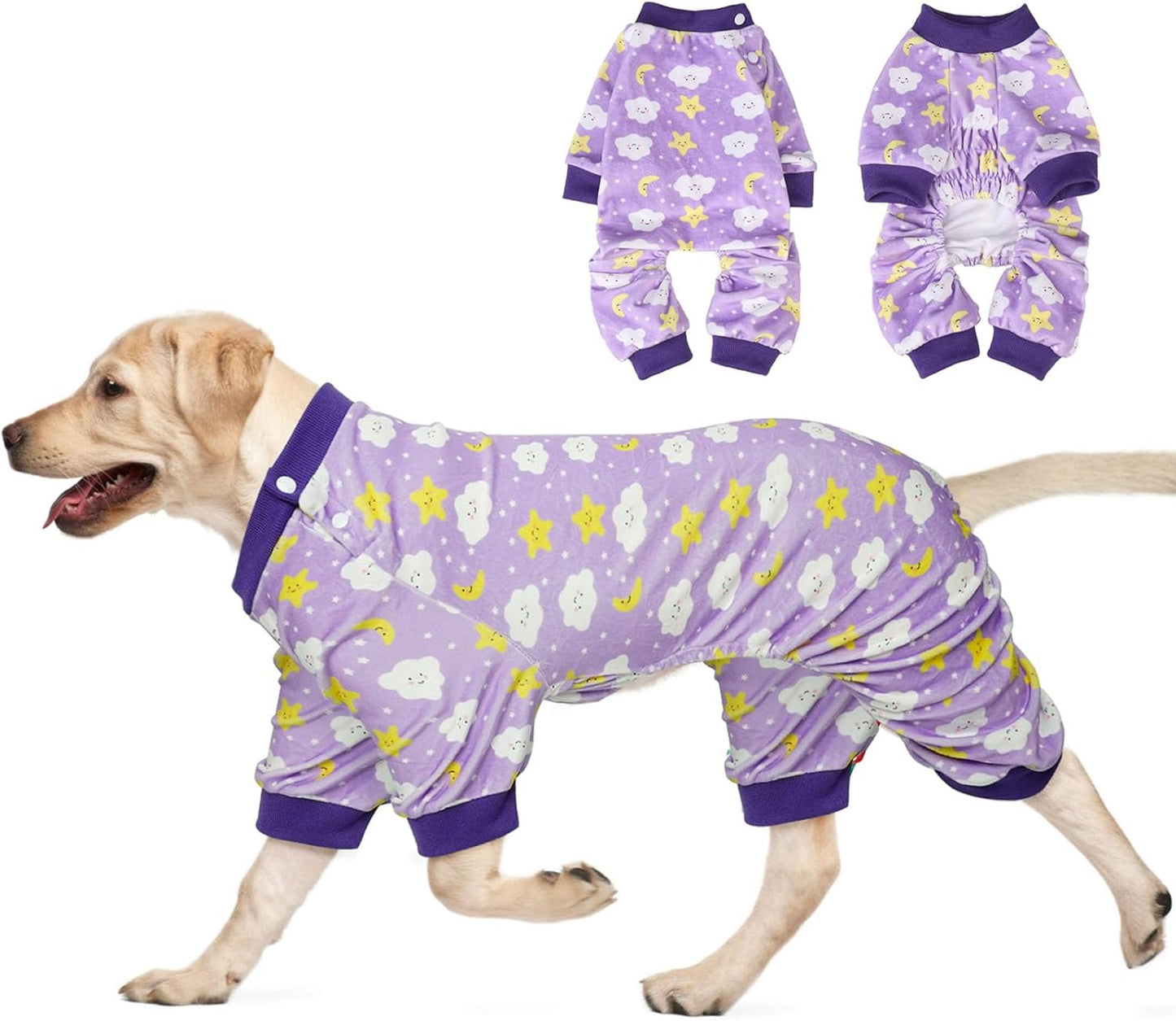 BEAUTYZOO Dog Pajamas Large Sized Dog, Summer Doggie Pajamas for Boy Girl, Soft Strechy Cotton Puppy Pjs Jammies Onesies for Men Women, Pet Jumpsuit Body Suit Cat Apparel Clothes, Purple XL