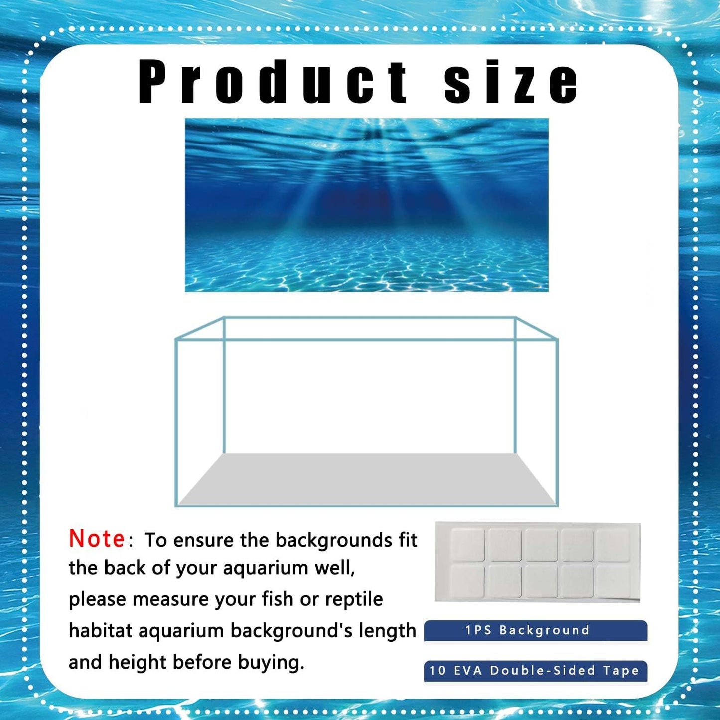 Natural Undersea Aquarium Background, Underwater Ocean Sunlight Fish Tank Background 72X18IN with 8 EVA Double-Sided Tape