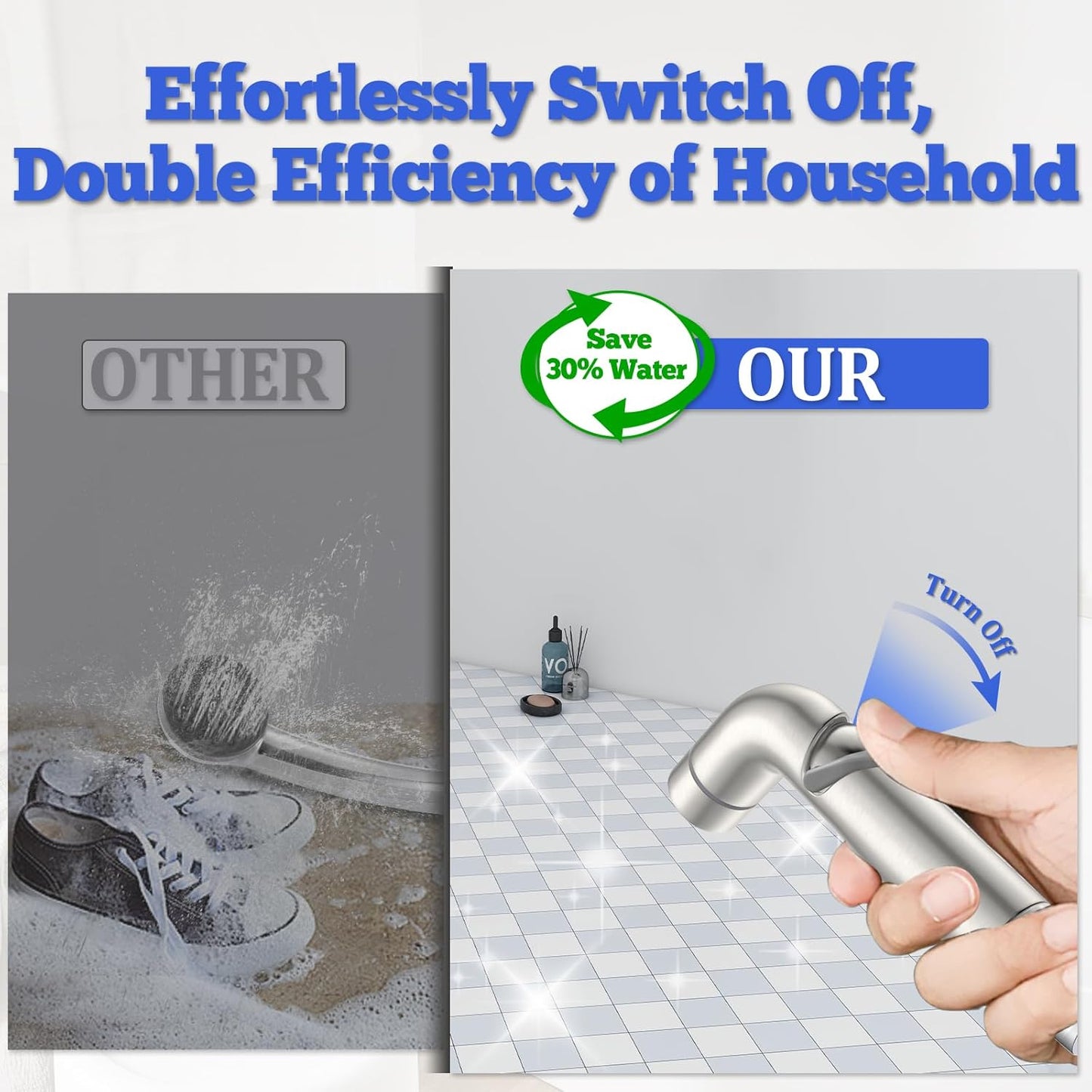 Dog Shower Attachment Metal, YDmeet Pet Shower Attachment for Fast and Clean Pet Bathing and Dog Washing, Brass Shower diverter, Adjustable Pet Shower Sprayer, 8 ft Hose and Shower Holder, Brushed