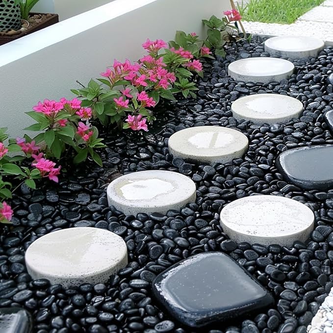 HappyFiller 18 LB Black Pebbles Decorative Polished Terrarium Rocks Stones for Aquarium,Fish Turtle Tank,Fountain,Plants Top Dressing,Cactus,Succulents,Garden Landscaping,0.8-1.6 Inch