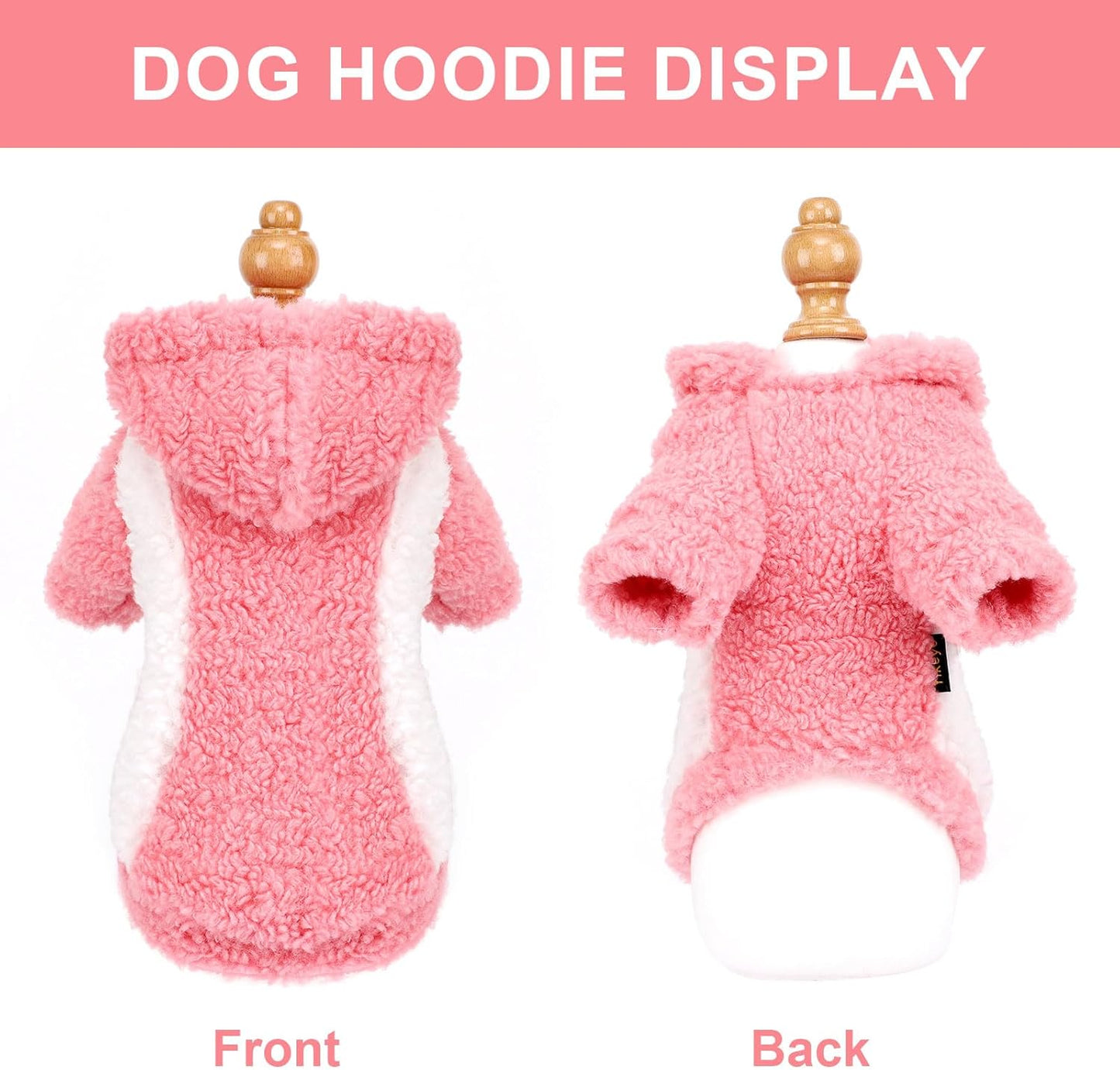 YIKEYO Dog Hoodie Pet Clothes Sweater with Hat Soft and Warm Cold Weather for Small Patchwork Hood(Pink, XXS)