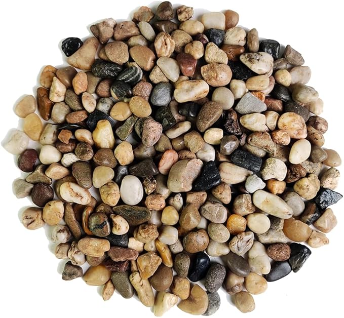 HappyFiller 2 LB Natural River Rocks Decorative Pebbles Stones Polished Terrarium Rocks Assorted Color for Indoor Garden Plants Top Dressing Soil Cover,Aquarium Fish Turtle Tank,Zen Garden