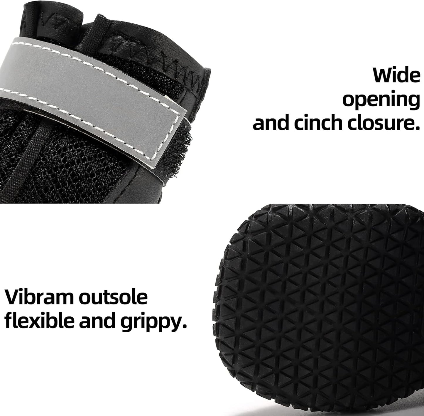 Hcpet Dog Boots for Large Dogs, Dog Shoes for Hot Pavement Winter Snow, Paw Protector Dog Booties Designed for Comfort and Breathability, Outdoor Booties for Small Medium Dogs for Hiking Black Size 6