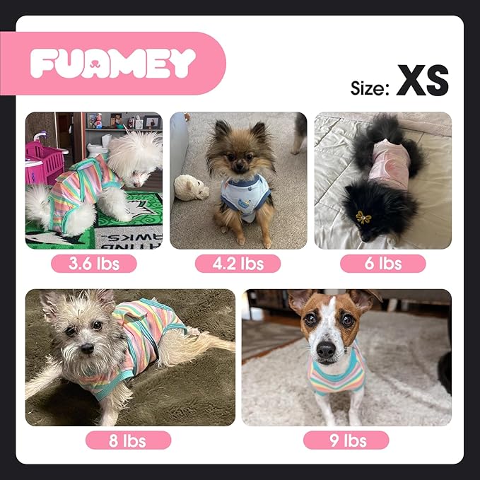 FUAMEY Dog Recovery Suit Male,Dogs Surgery Neuter Suits Puppy Spay Shirts for Female Protect Dog's Skin Anti Licking Abdominal Wounds Doggie Onesie Pet Bodysuit Alternative to Cone Gray Stripes XS